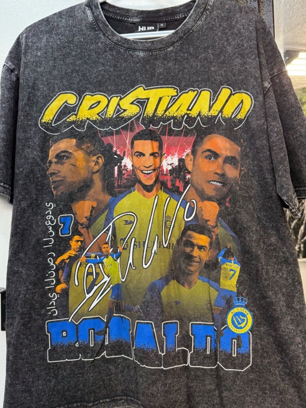 Cristiano Ronaldo football soccer big Graphic Tee - Black Mineral Wash